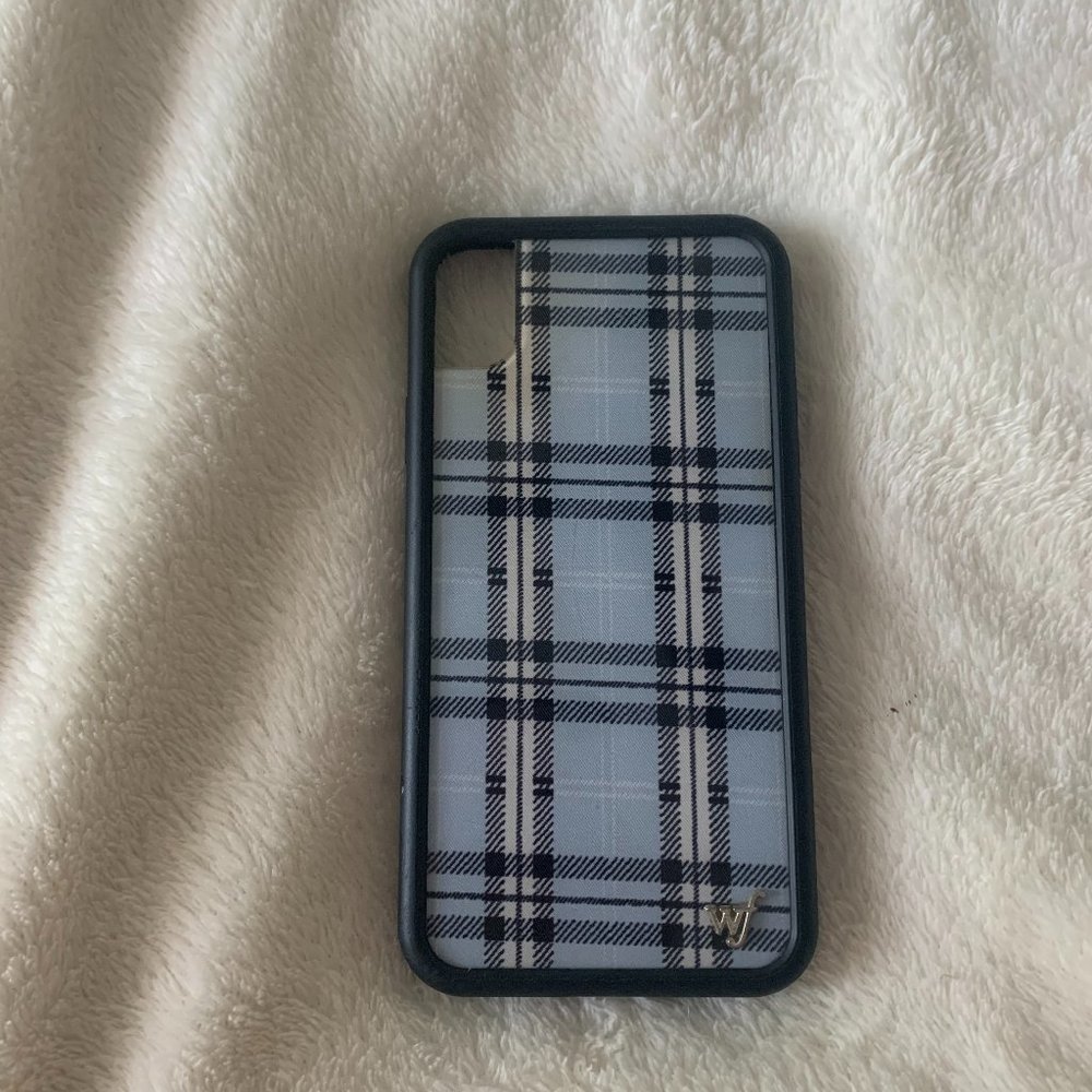 Iphone XR blue plaid wildflower case